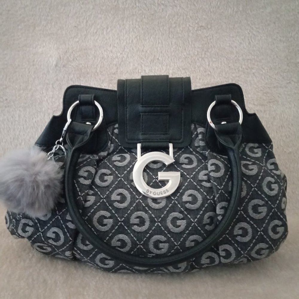 Black Denim Jacqaurd G By Guess Tote